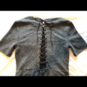 Dark Gray Back Tied Dress
